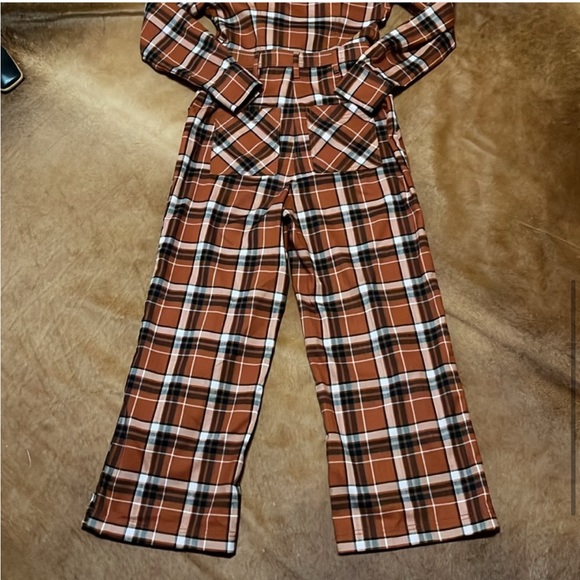 Free people Belted Plaid Jumpsuit - Burnt Orange - Picture 2 of 6